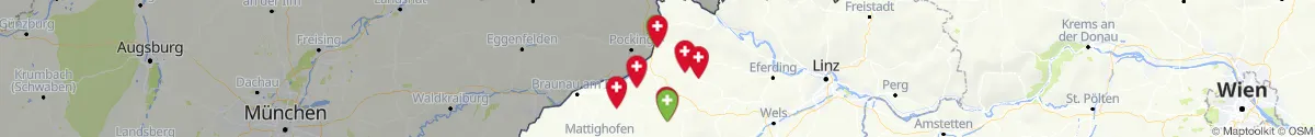 Kartenansicht für Apotheken-Notdienste in der Nähe von Reichersberg (Ried, Oberösterreich)
